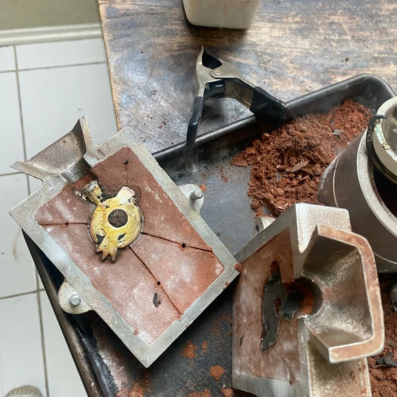Turquoise and sterling sand casted eagle cuff bracelet - Picture 8 of 16